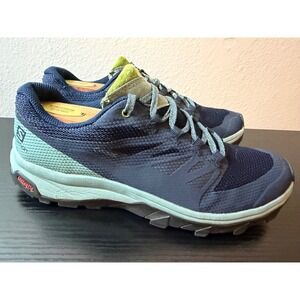 Salomon Outline GTX Hiking Shoes Navy Blue Gore-Tex Trail Sneakers Womens 7.5